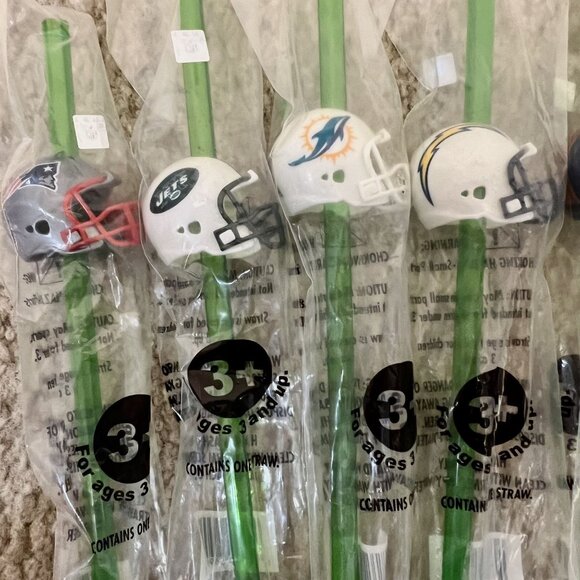 NFL Vintage Collectible Football Helmet Straws American Conference Sport RARE - Picture 2 of 4